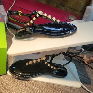 Sam Edelman New In Box Elegant Black Sandals GiGi Pearl Black Patent Size 11